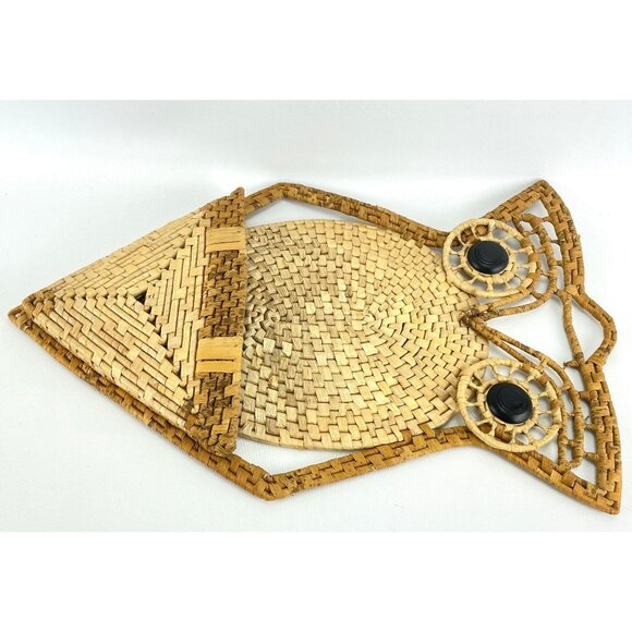 Vintage 1970s owl mail organizer, large wicker owl wall letter holder - Picture 4 of 9